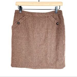Banana Republic brown houndstooth wool blend business casual skirt size 4 B179